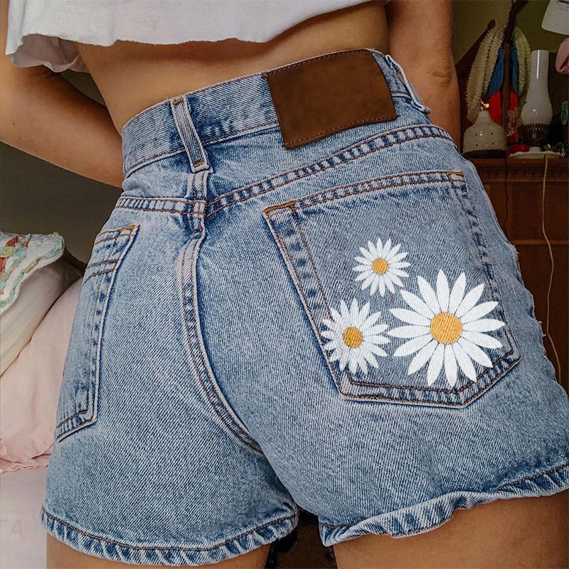Denim Shorts Women - Women Vintage Multi Pocket Embroidery Denim