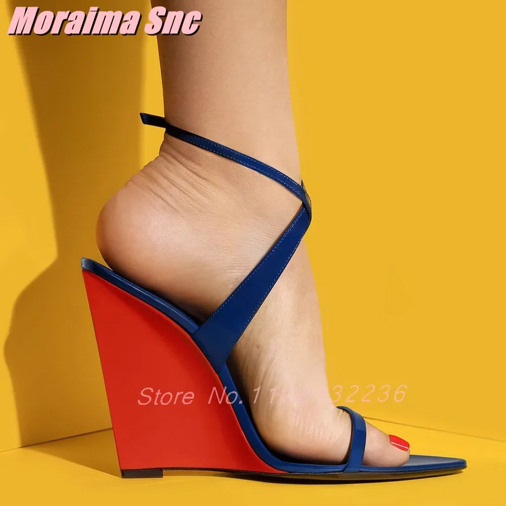 Women'S Fashion Summer 2025 - Mixed Colors Wedges Sandals Patent Leather