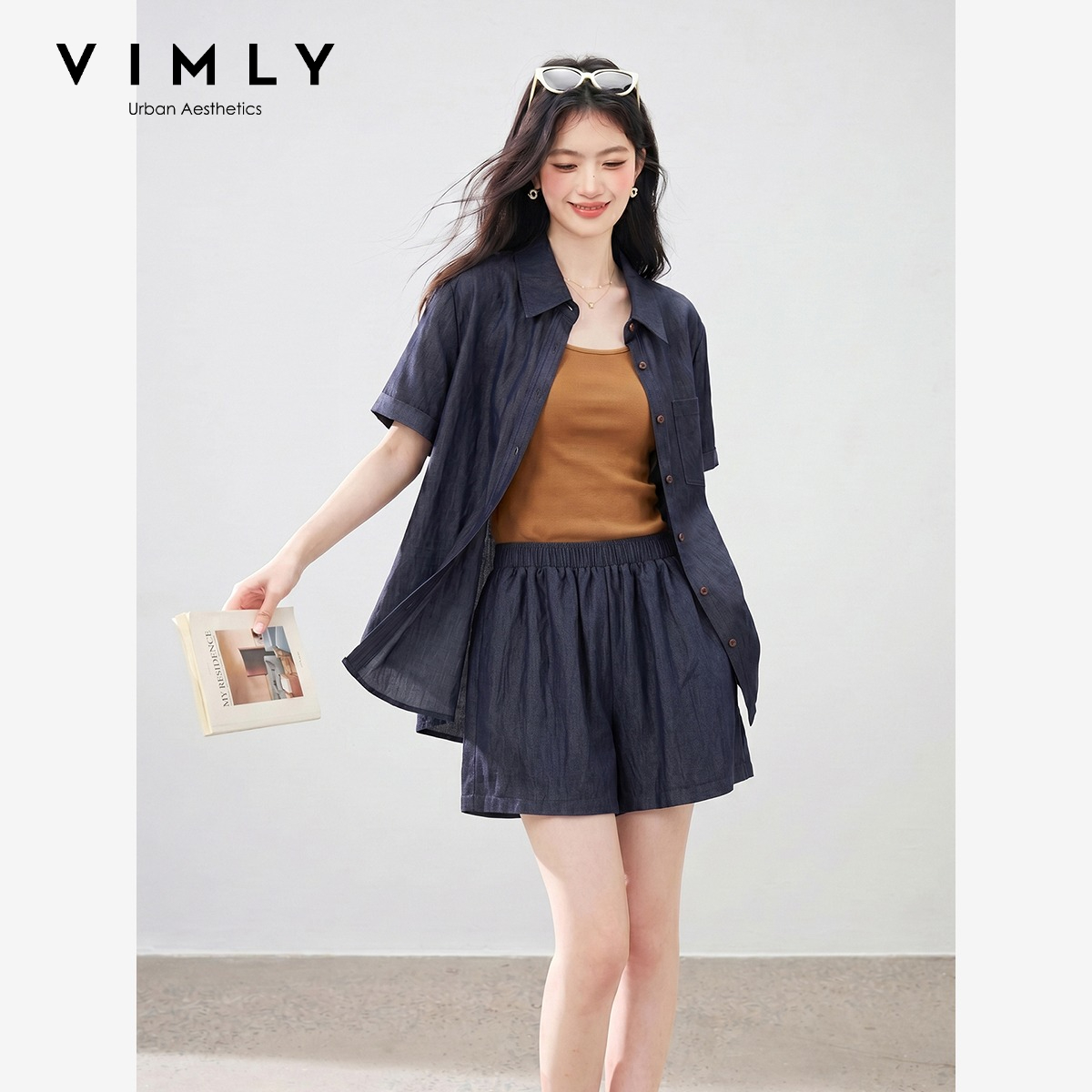 Denim Shorts Women - VIMLY Women's Summer Denim Suit 2026