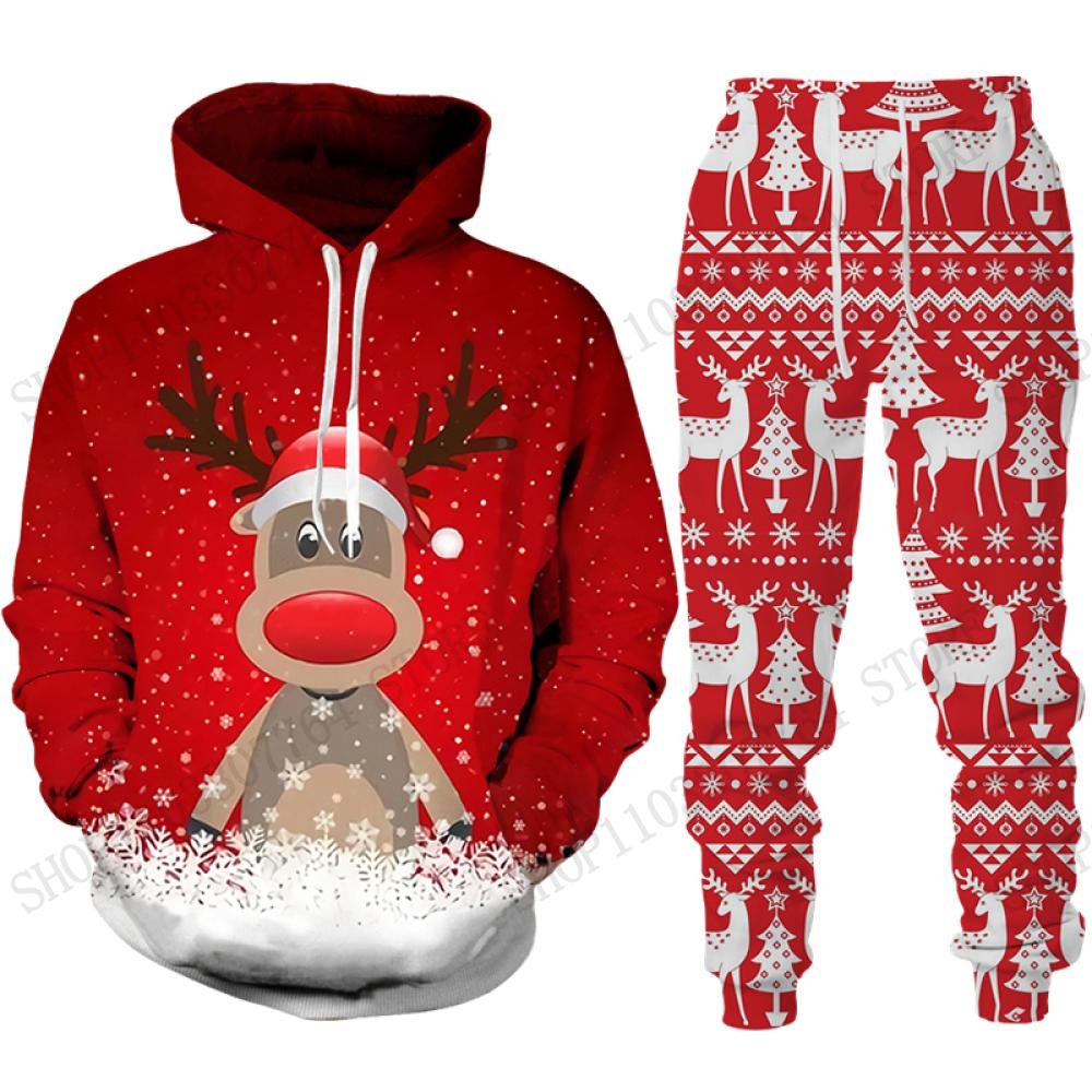 Cute Reindeer Elk Hoodie Pant  - Women'S Fashion Suit 评论和价格