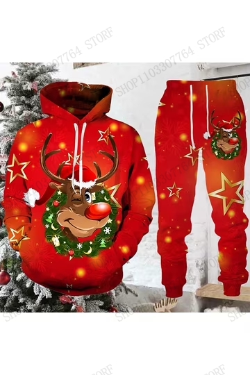 Cute Reindeer Elk Hoodie Pant  - Women'S Fashion Suit 评论和价格