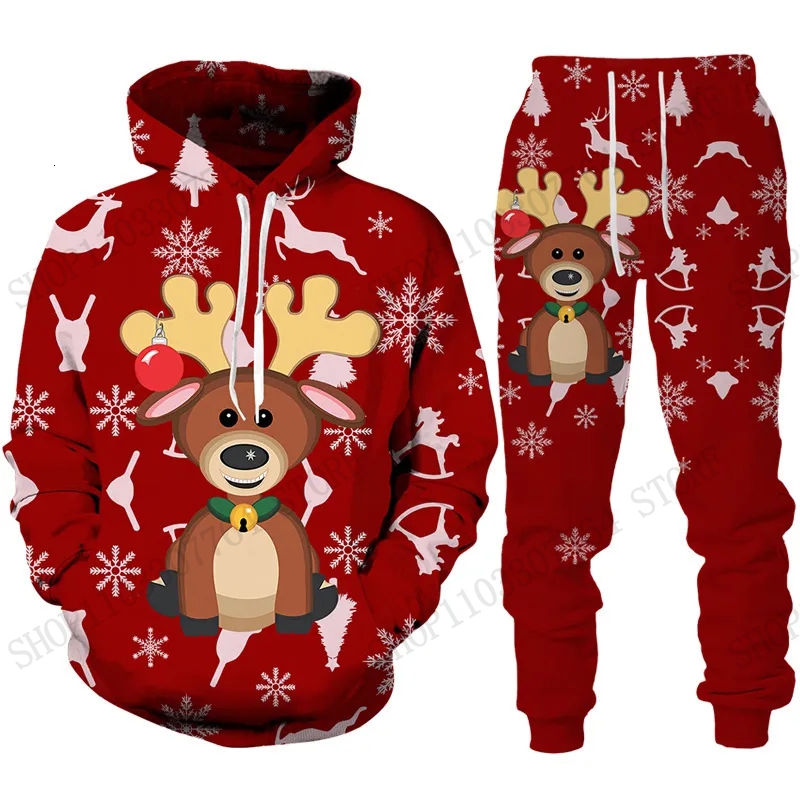 Cute Reindeer Elk Hoodie Pant  - Women'S Fashion Suit 评论和价格
