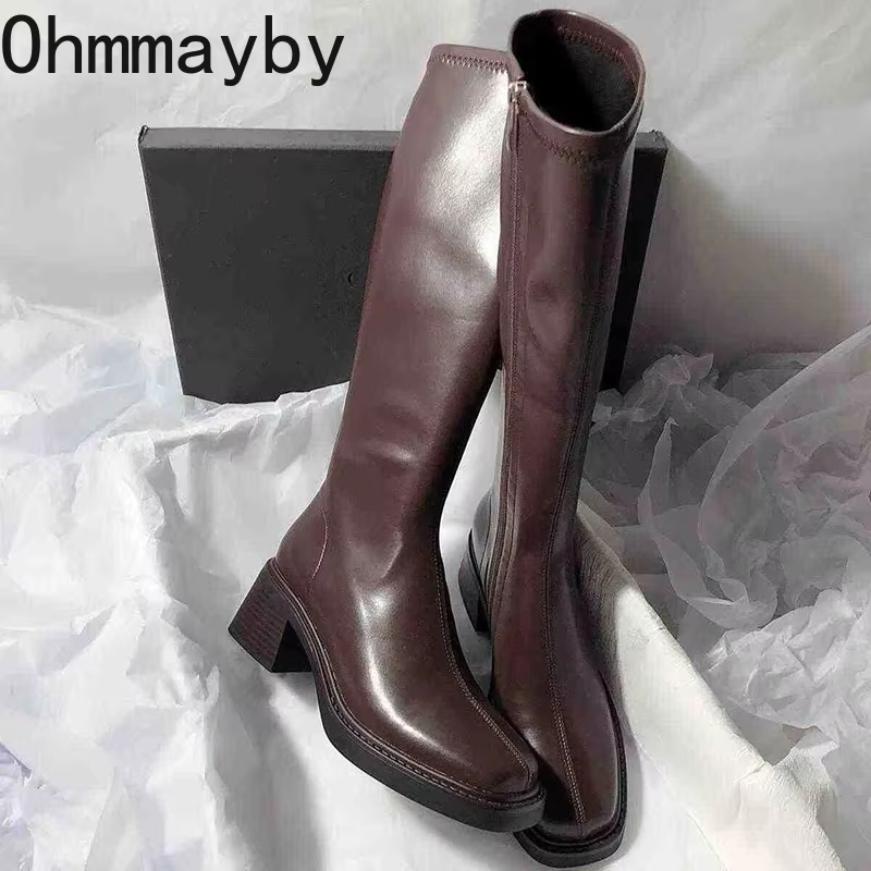 Vintage Thick Heel Women Knee  - Women'S Fashion Korea 评论和价格