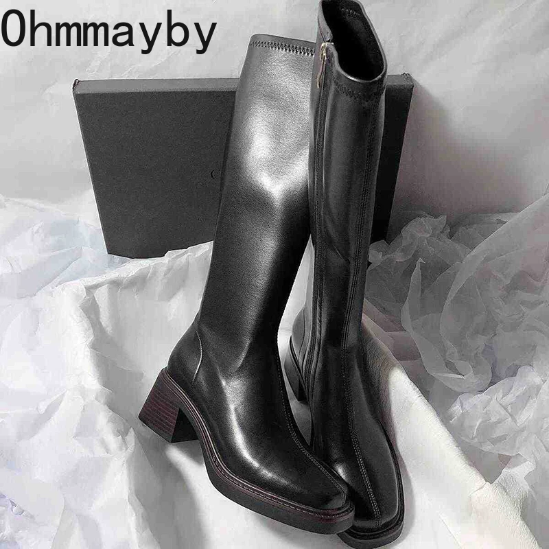 Vintage Thick Heel Women Knee  - Women'S Fashion Korea 评论和价格