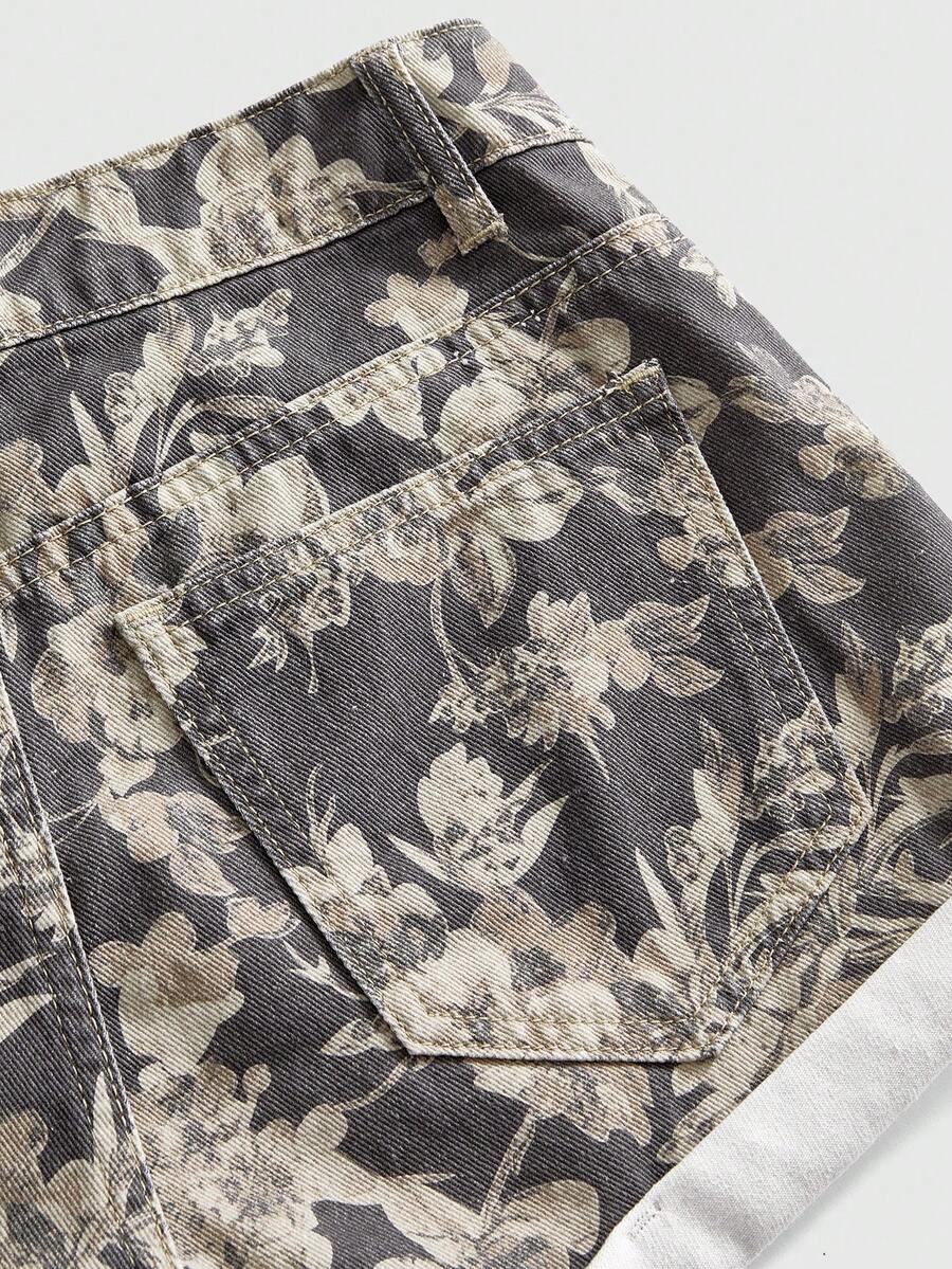 Women Denim Shorts With Floral - Denim Shorts Women 评论和价格