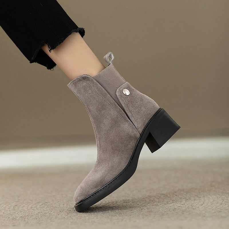 Suede Women Chunky Ankle Boots - Women Fashion Trend 2025 评论和价格