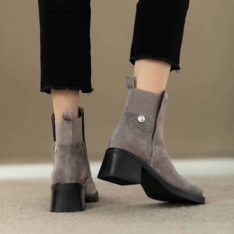 Suede Women Chunky Ankle Boots - Women Fashion Trend 2025 评论和价格