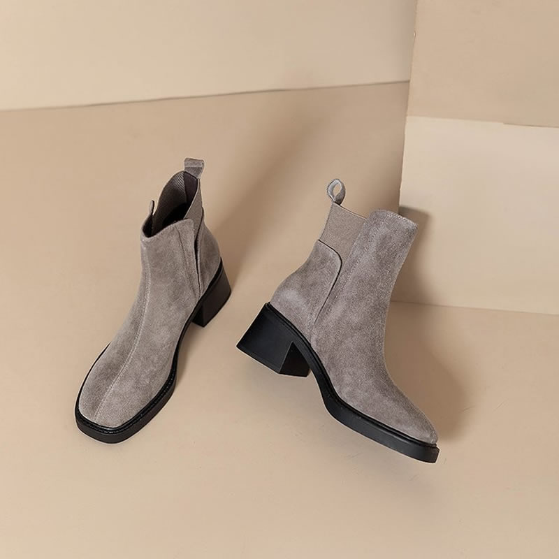 Suede Women Chunky Ankle Boots - Women Fashion Trend 2025 评论和价格