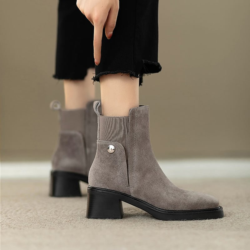 Suede Women Chunky Ankle Boots - Women Fashion Trend 2025 评论和价格