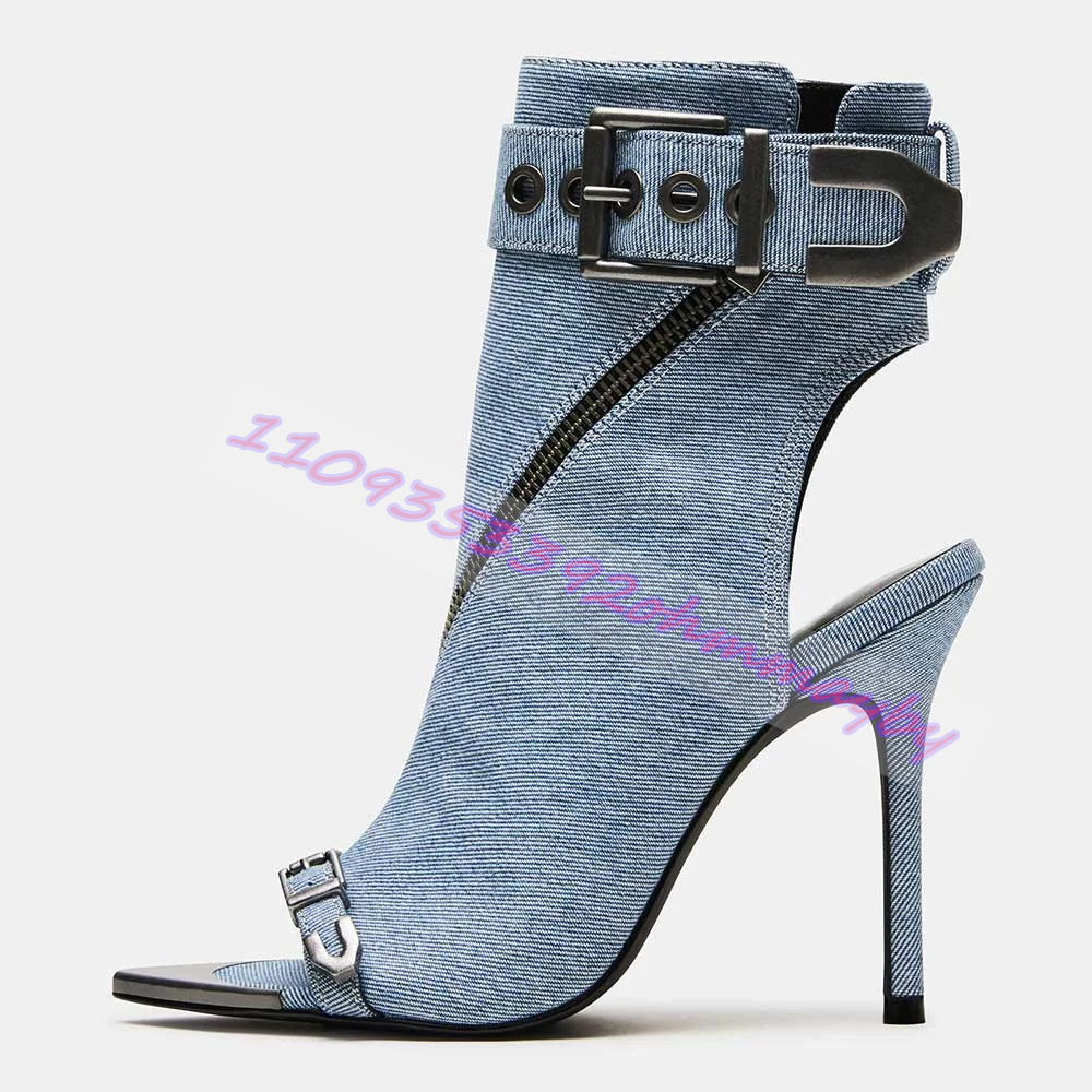 Summer Blue Denim Pointed-Toe  - Women'S Fashion Belts 评论和价格