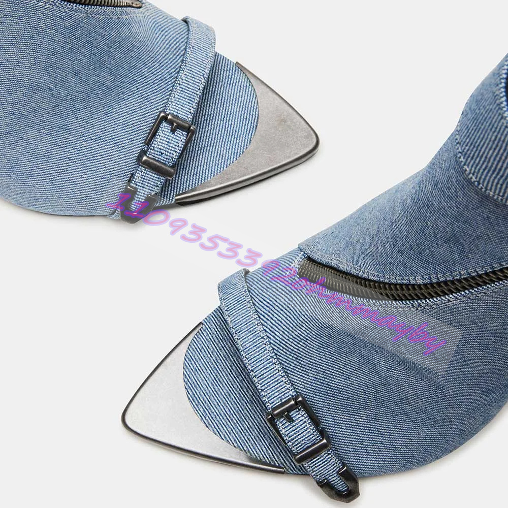 Summer Blue Denim Pointed-Toe  - Women'S Fashion Belts 评论和价格
