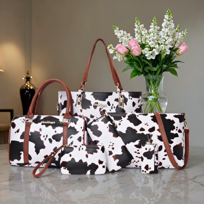 6-piece PU Fashion Cow-pattern - Crossbody Bag Women 评论和价格