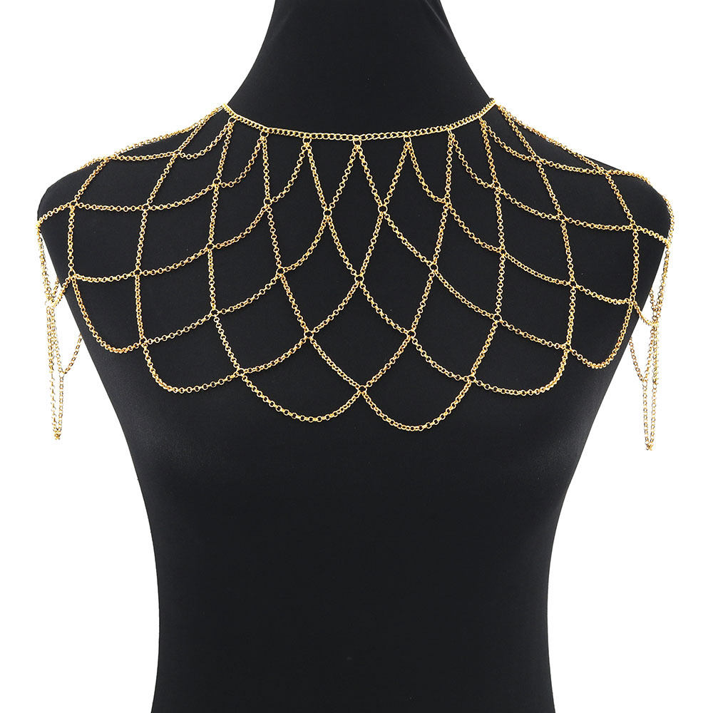 Glimmering Gold Tone Geo Mesh  - Women'S Fashion Harness 评论和价格