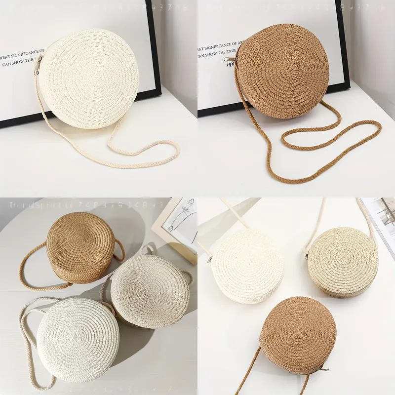 Round Woven Rattan Crossbody B - Crossbody Bag Women 评论和价格