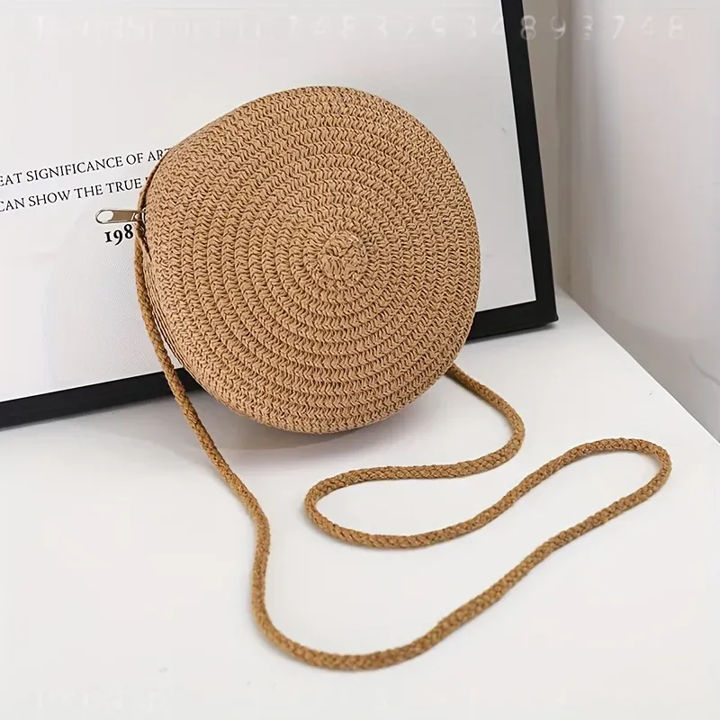 Round Woven Rattan Crossbody B - Crossbody Bag Women 评论和价格